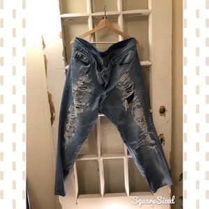 Torrid High Water Light Washed Ripped Jeans